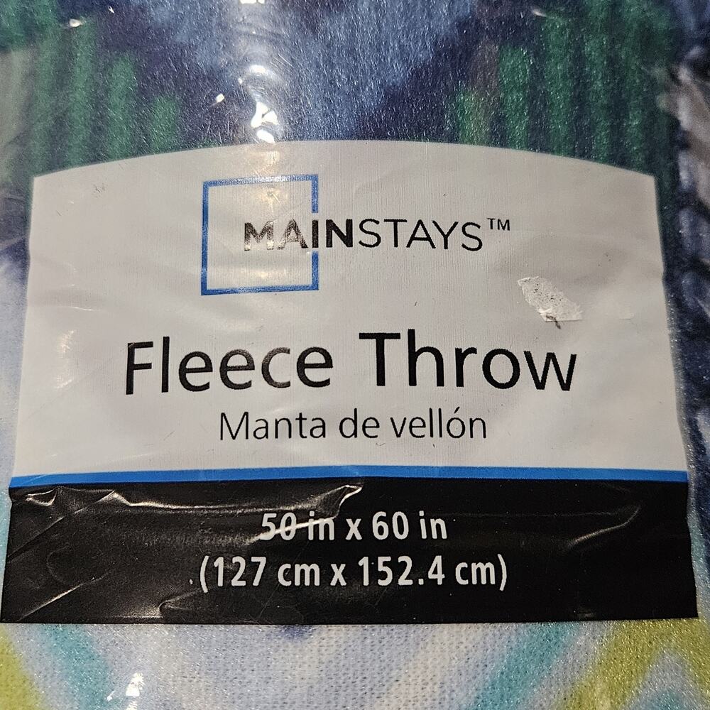 Mainstays Graphic Chevron Fleece Throw Blanket 50x60 Blue Green New